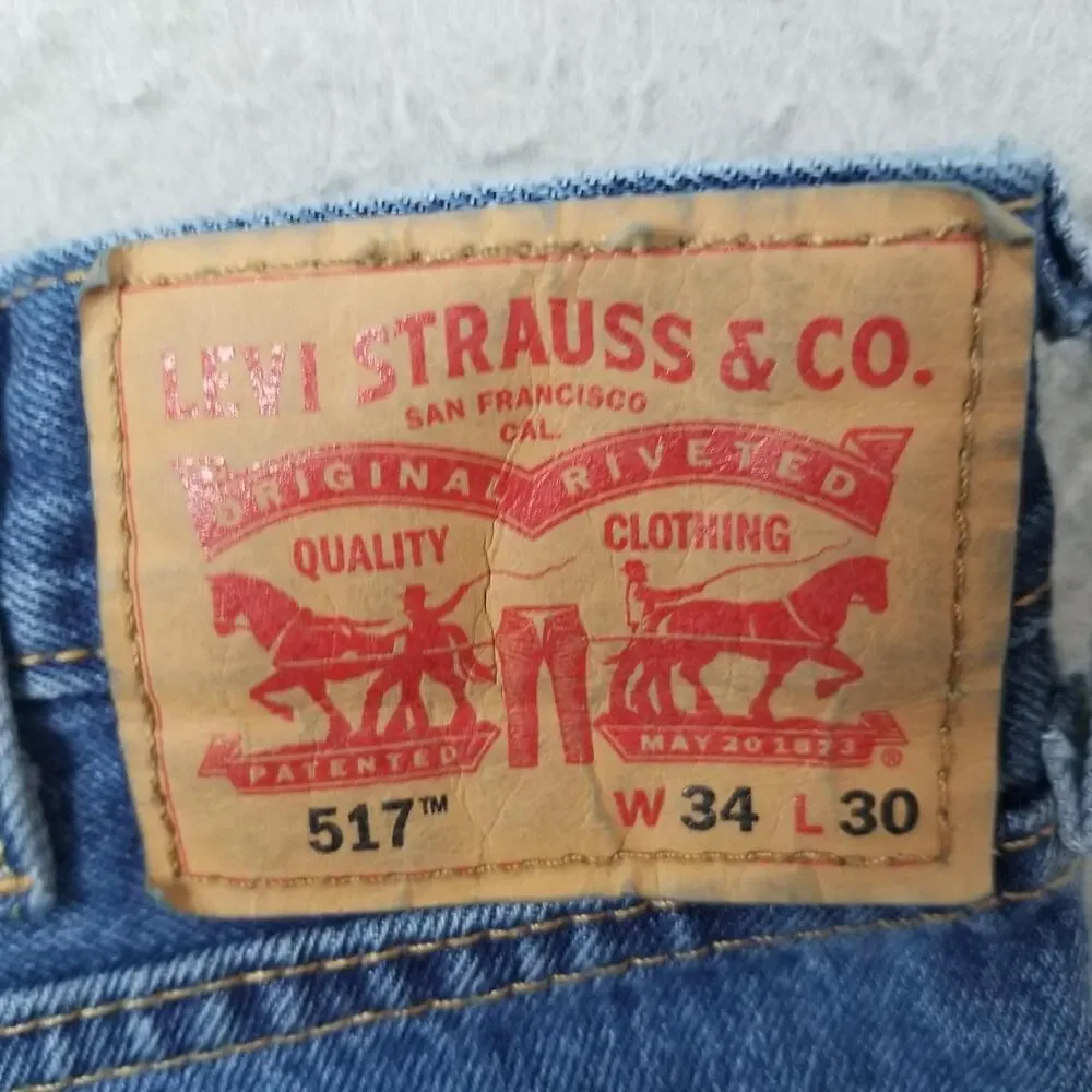Levis 517 Jeans Mens 34x30 Blue Medium‎ Wash Bootcut 100% Cotton Denim Casual
